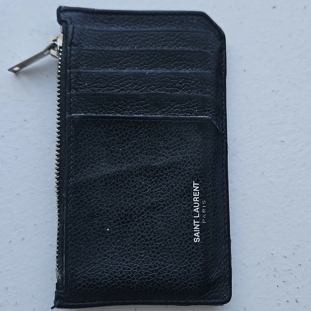 Saint Laurent Black Leather Card Holder
